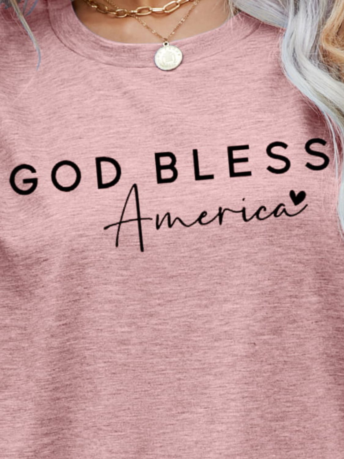 GOD BLESS AMERICA Graphic Short Sleeve Tee - Manor Rose