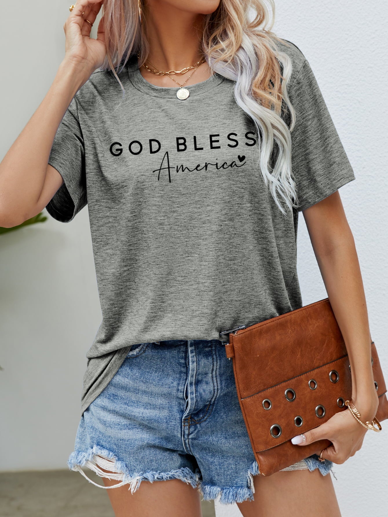 GOD BLESS AMERICA Graphic Short Sleeve Tee - Manor Rose