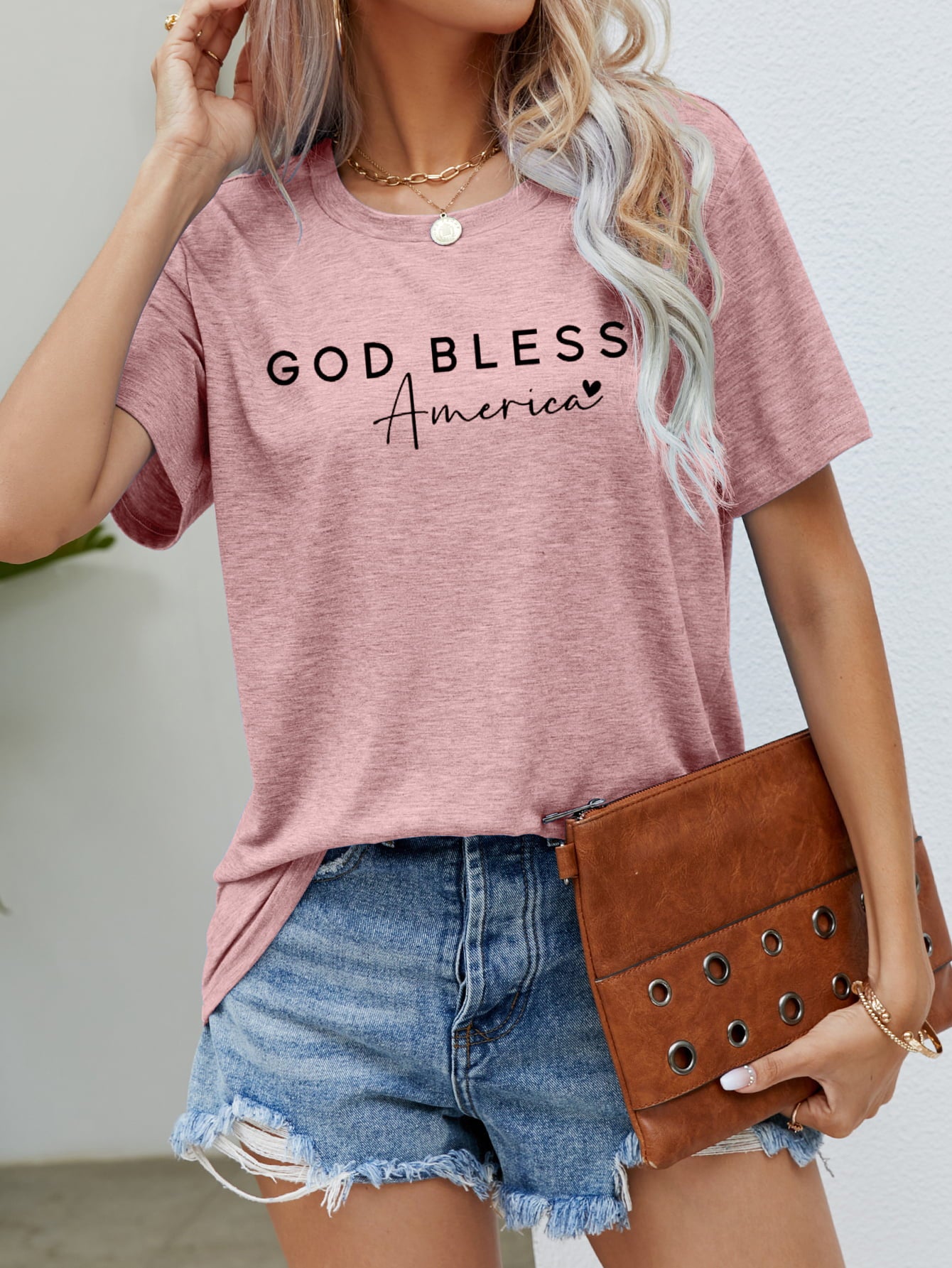 GOD BLESS AMERICA Graphic Short Sleeve Tee - Manor Rose