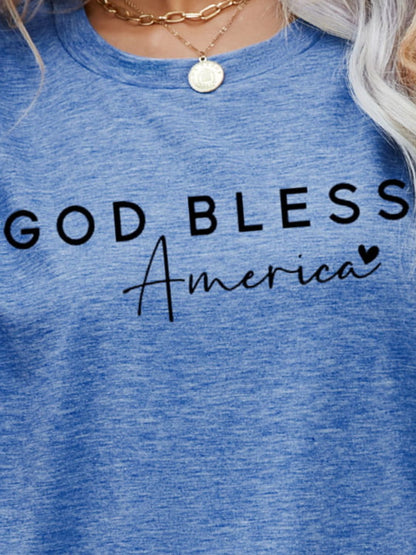 GOD BLESS AMERICA Graphic Short Sleeve Tee - Manor Rose