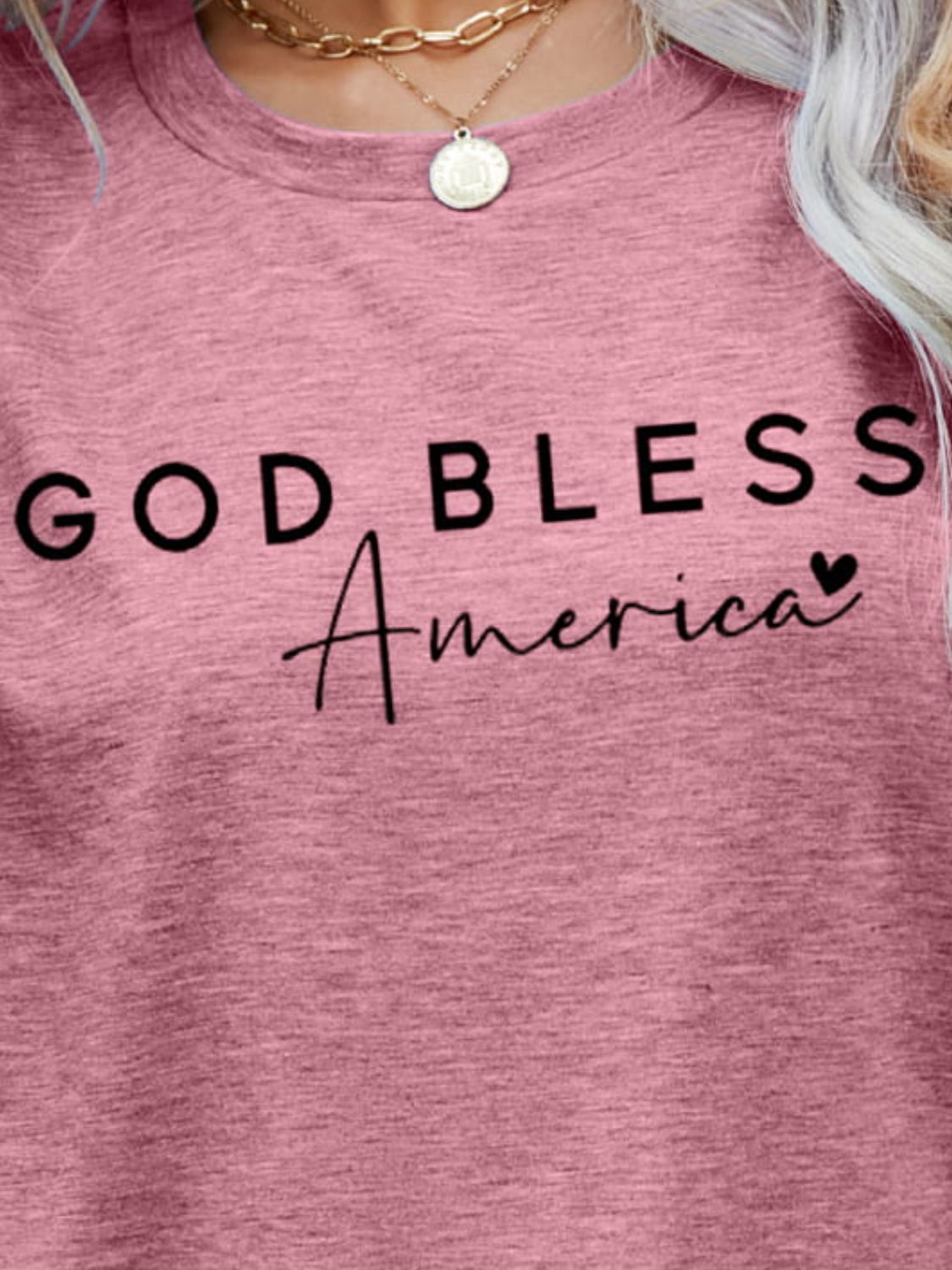 GOD BLESS AMERICA Graphic Short Sleeve Tee - Manor Rose