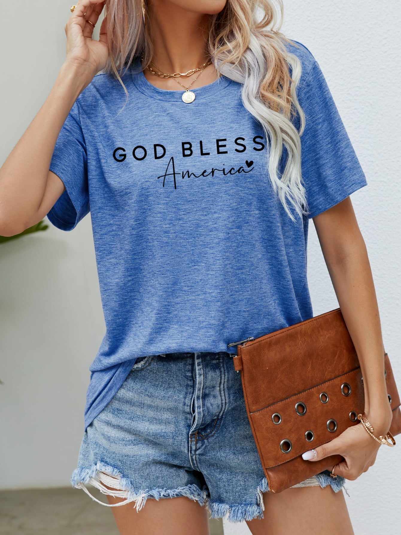 GOD BLESS AMERICA Graphic Short Sleeve Tee - Manor Rose