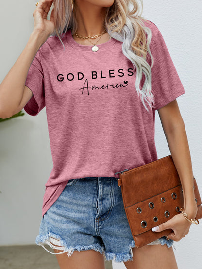 GOD BLESS AMERICA Graphic Short Sleeve Tee - Manor Rose